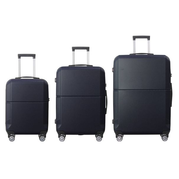 BLUE 3-Piece Premium ABS Luggage Set-20", 24", And 28" Suitcases With Multi-Position Handle, Silent Spinner Wheels, And TSA-Approved Lock-Durable, Stylish, And Spacious Travel Gear_voghion.com