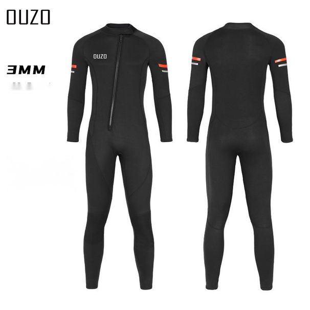 OUZO Nouveau 3mm Hommes Une-pièce Épaissie Chaud Résistant au Froid Plongée Snorkeling Surf Combinaison Hiver Maillot de Bain_voghion.com