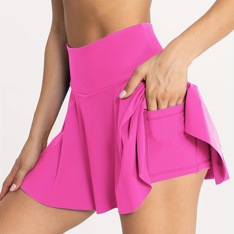 Look & Feel Great While Playing Tennis: Yoga Fitness Sports Skirt With Built-In Shorts & Side Pockets_voghion.com
