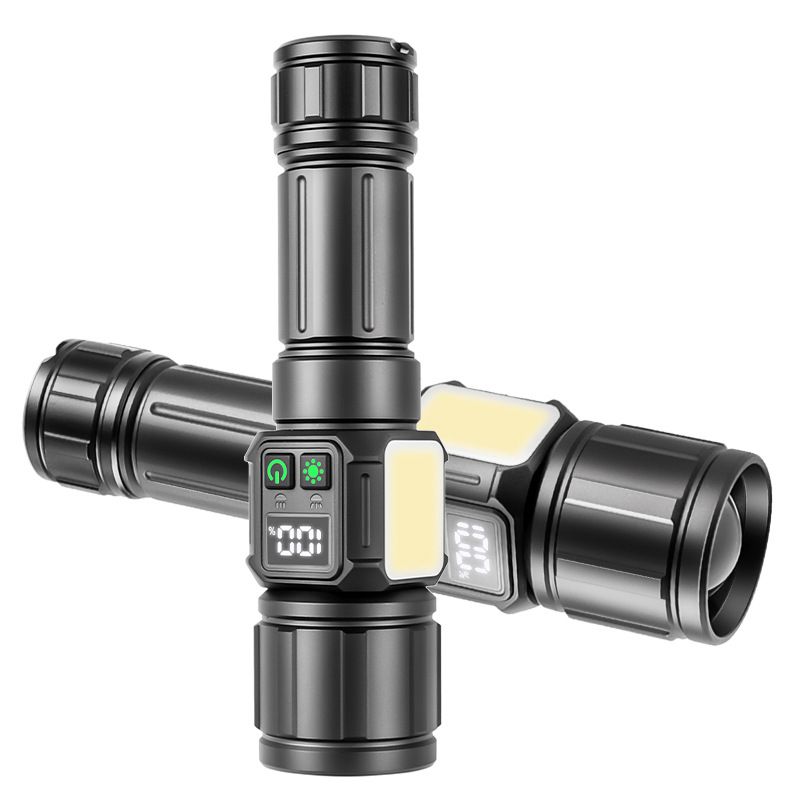 Torcia laser bianca ultra luminosa con display digitale della batteria COB, raggio a lungo raggio di 500 m, torcia LED ricaricabile per attività all'aperto in campeggio_voghion.com