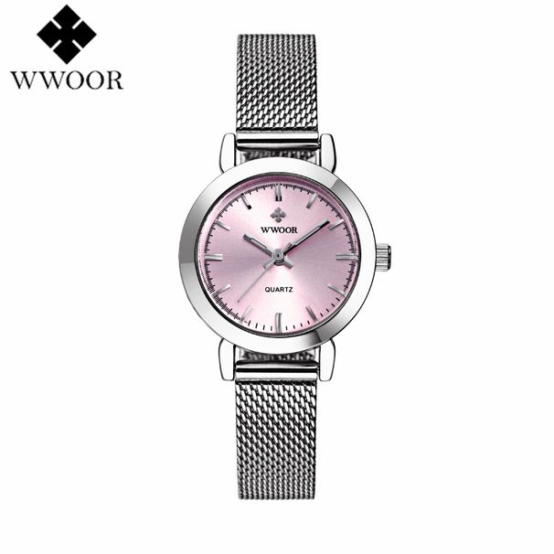 Orologio al quarzo da donna elegante con quadrante piccolo e cinturino in maglia, orologio da polso casual impermeabile per l'uso quotidiano, orologio al quarzo con cinturino in maglia rotonda_voghion.com