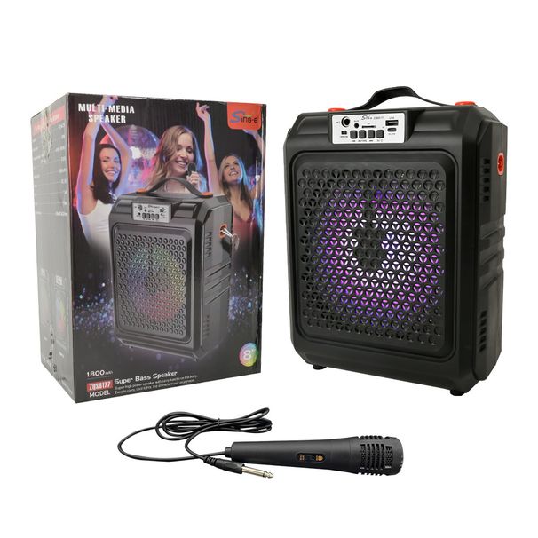 ZQS8177W 8palcový přenosný karaoke systém s mikrofonem a rádiem, DJ a velkým zvukem_voghion.com