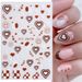 Autocollants pour ongles en forme de cœur et de fleur à tirer au café, visage abstrait marron, sourire, feuille, damier, curseur, pointes françaises, manucure 3D NLSTZ-CS078_voghion.com