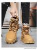 Martin Boots Men's High-top Tooling Boots Leather Retro Style Big Yellow Boots Can't Be Kicked Badly_voghion.com