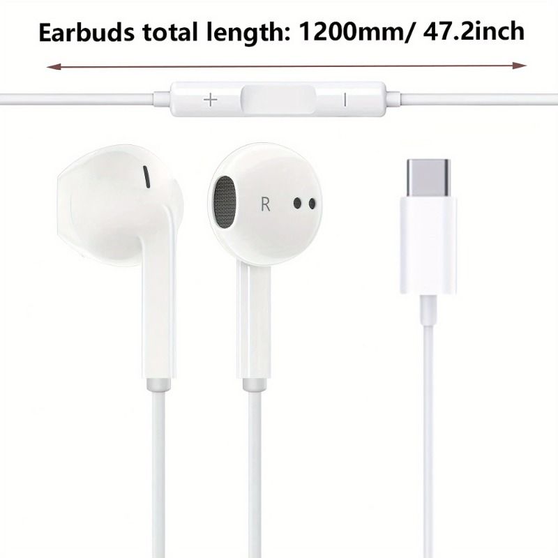 Bass Stereo In-Ear Headphones - USB C Earbuds For Calls And Music - C-Type Wired Audio Electronic Products_voghion.com