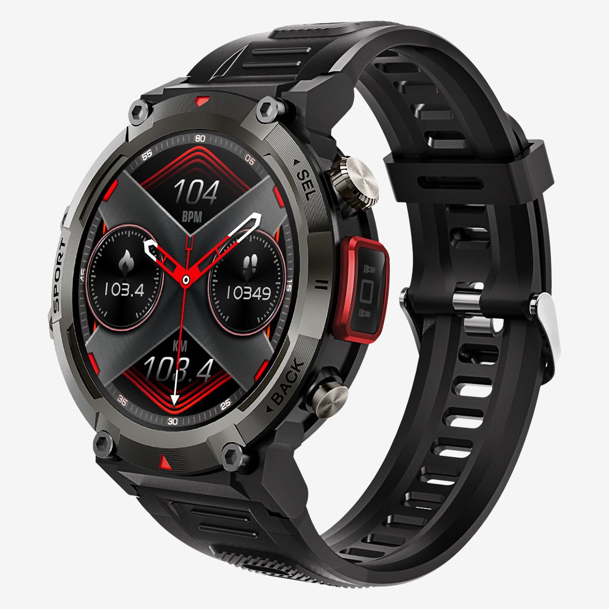 Smartwatch voor heren met Bluetooth-bellen, hartslagmeter, waterdichte Fiess-tracker, touchscreen en led-zaklamp_voghion.com