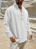Camicia casual da uomo in lino con bottoni - Top traspirante a maniche lunghe per primavera e autunno | Vestibilità comoda, leggera e ad asciugatura rapida_voghion.com