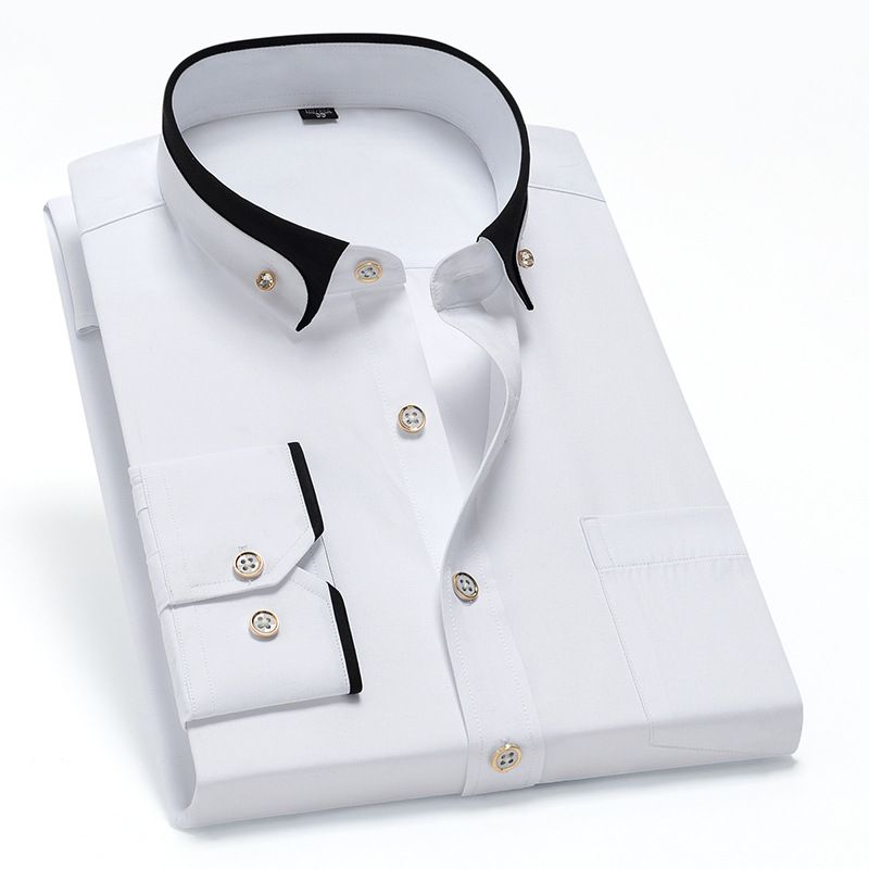 Camicia da uomo Ironclad Gent, nuova, elasticizzata, con colletto color-block, a maniche lunghe, comoda e casual, non stirabile_voghion.com