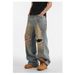 Pantaloni estivi larghi sfumati retrò in denim strappato e usurato da uomo_voghion.com