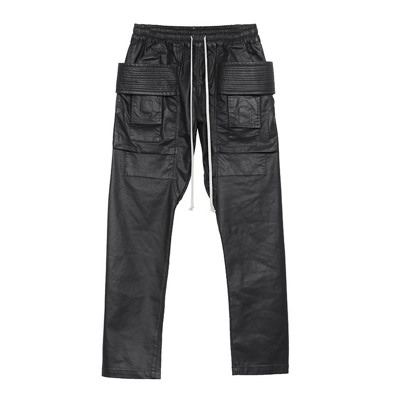Men’s Clothing Dark RO Coated Waxed Double Ring CARGO Loose Overalls Casual Pants_voghion.com