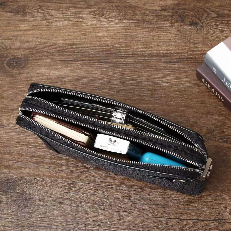 2025 New Pearl Fish Pattern Clutch Fashion Password Lock Large Capacity Versatile Men's Leather Wallet_voghion.com