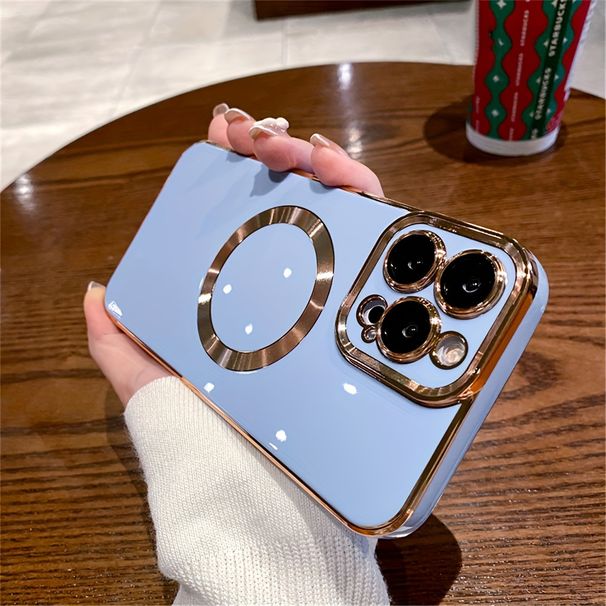 Custodia per telefono con ricarica wireless magnetica color caramella compatibile con 11/12/13/14/15 Pro Max Plus, custodia morbida antiurto in TPU di lusso_voghion.com