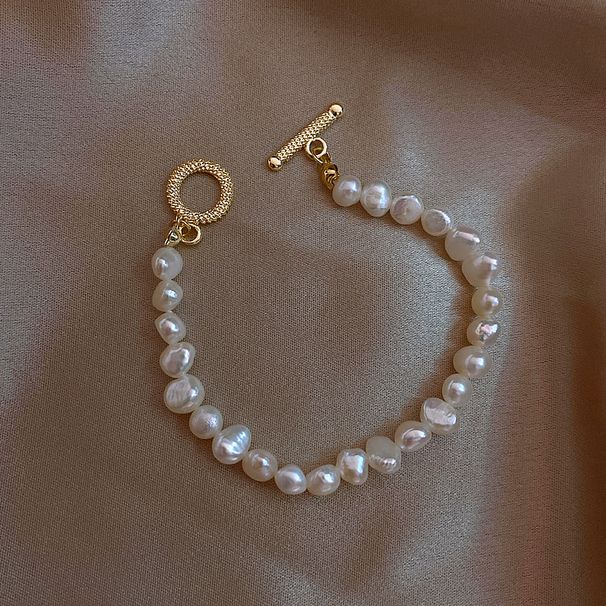 Collier de perles d'eau douce baroques à boucle OT, conception de niche, chaîne de clavicule, bracelet pour petite amie, étudiante, style simple et froid_voghion.com