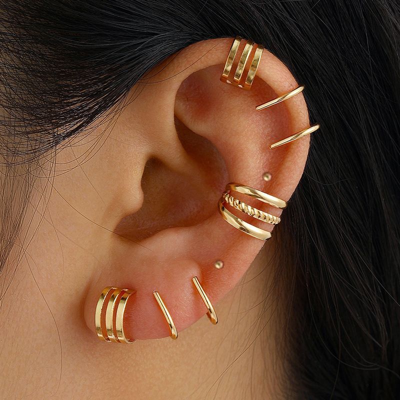 Simple Style Commute Geometric Plating Alloy Ear Cuffs_voghion.com