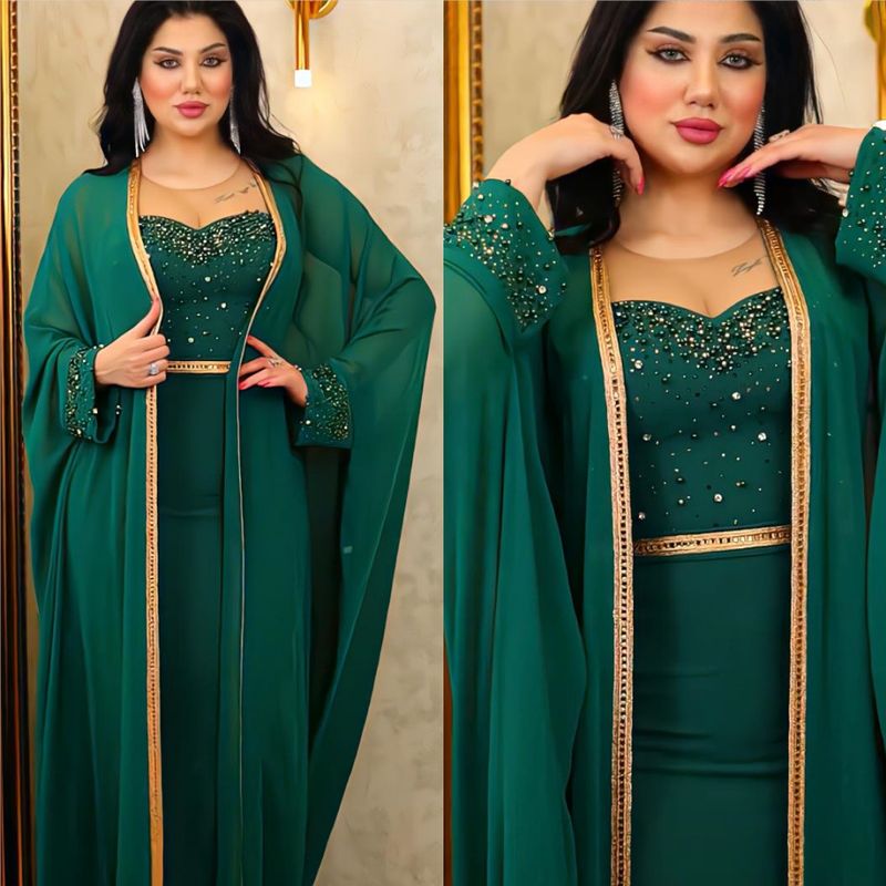 Dametøj Dame Hot Diamond Light Luxury Dress Suit Mesh Beading Two-Piece Dress_voghion.com