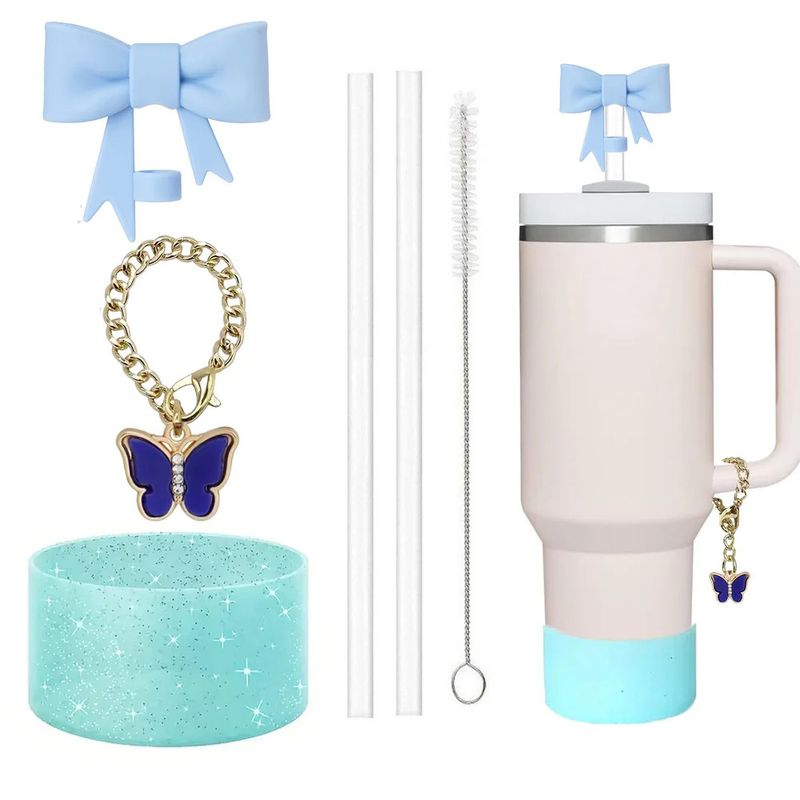 Tassenzubehör-Set, 10 mm Diamant-Strohhalmkappe, glitzernder Silikon-Becherdeckel, Tassenschutzhülle, Persönlichkeitstrend_voghion.com