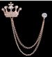 Spilla a forma di corona da uomo vintage, spilla a catena da abito britannico, elegante spilla da polso per abbigliamento formale_voghion.com