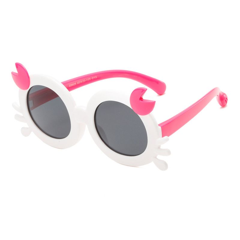 Girl's Sunglasses Soft Silicone Children's Cartoon Glasses Frame Cute Crab Funny Photo Sunscreen UV Polarized Boys And Girls New_voghion.com