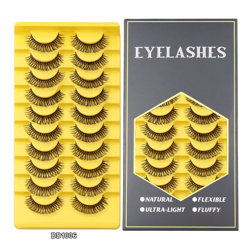 New 10 Pairs Of Boxed False Eyelashes Natural Soft Thick Eyelashes Artificial Chemical Fiber Eyelashes_voghion.com