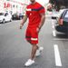 2023 summer fashion trend sports color matching men's short sleeve suit men's casual loose round neck_voghion.com