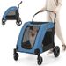 4 Wheels Extra Large Dog Stroller Foldable Pet Stroller with Dual Entry_voghion.com