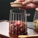 Floral Striped Kitchen Storage Jars With Hanging Spoon - 3-Piece Airtight Canisters For Candy Grains & Dry Food_voghion.com