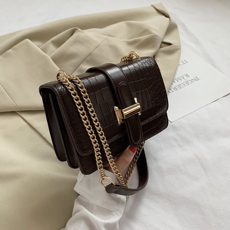 2024 New Trendy Chain Diagonal Straddle Versatile Instagram Fashion Women's Texture One Shoulder Small Square Bag_voghion.com
