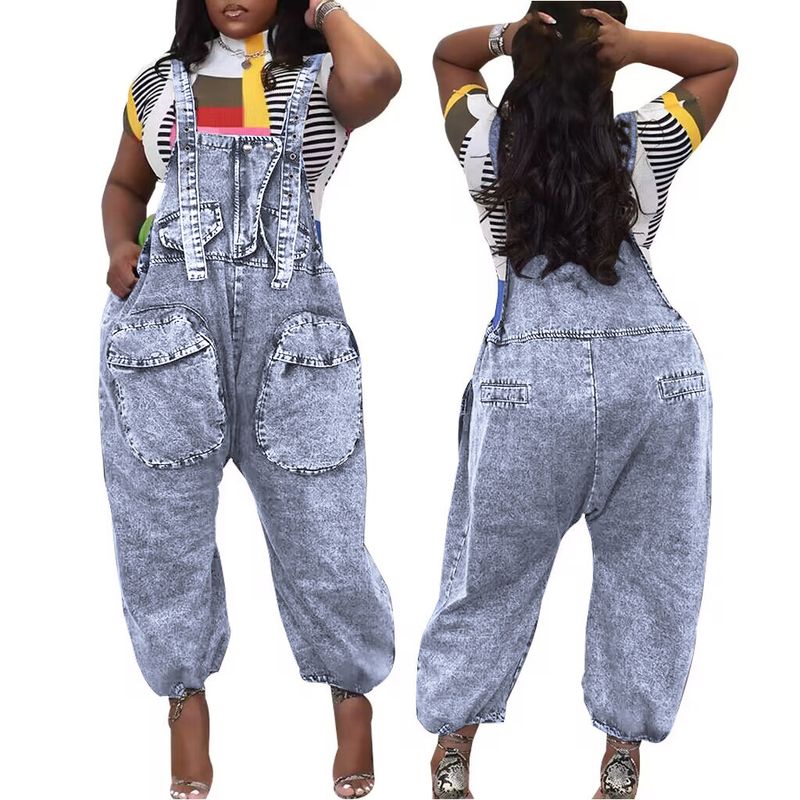 Cross Border se spécialise dans les salopettes amples en denim à jambes larges, tendance européenne et américaine._voghion.com