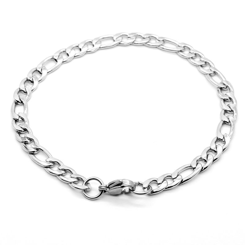Bracciale con catena Figaro cubana in acciaio inossidabile color argento da uomo, gioiello da mano, cavigliera, regalo_voghion.com
