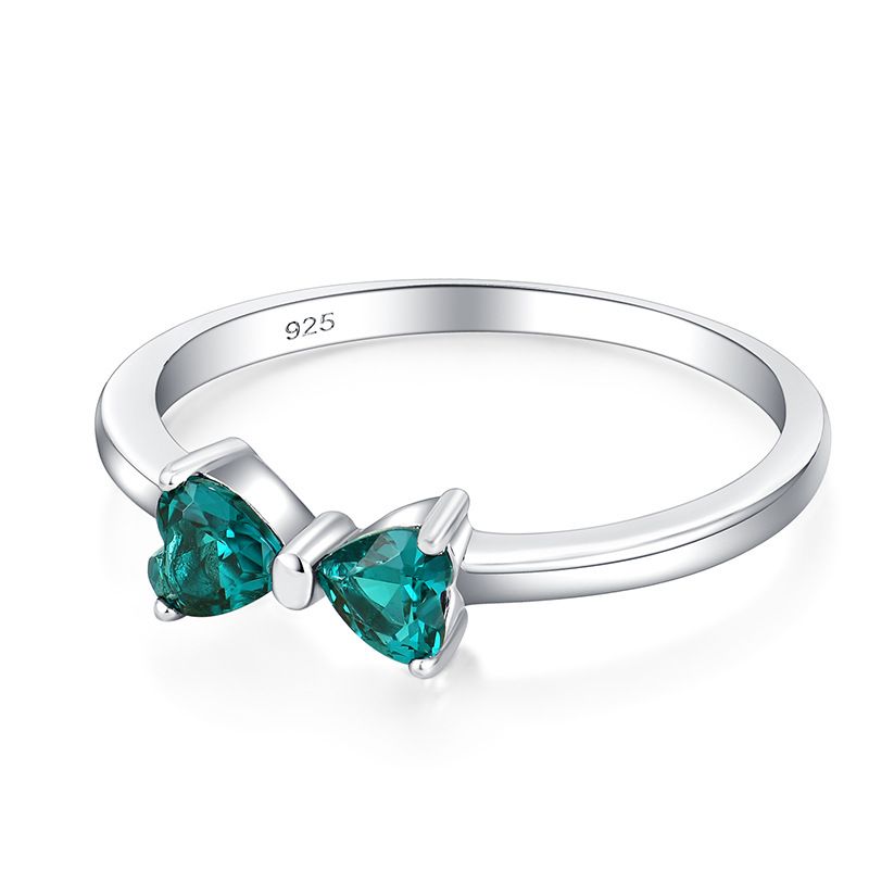 Ring weibliche Nische hochwertiger Sterlingsilberring weibliche Mode Ins Style Mode Herz Zirkon Bogen Schmuck_voghion.com