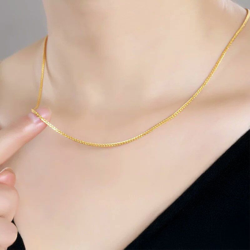 S Pure Silver Carved Chopard Chain For Women, Ins Simple Versatile Shiny Lucky Cuban Necklace_voghion.com