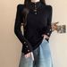 【 Cashmere Family 】 Half high neck short wool base women's slim fit and slimming black knit sweater, inner layer_voghion.com