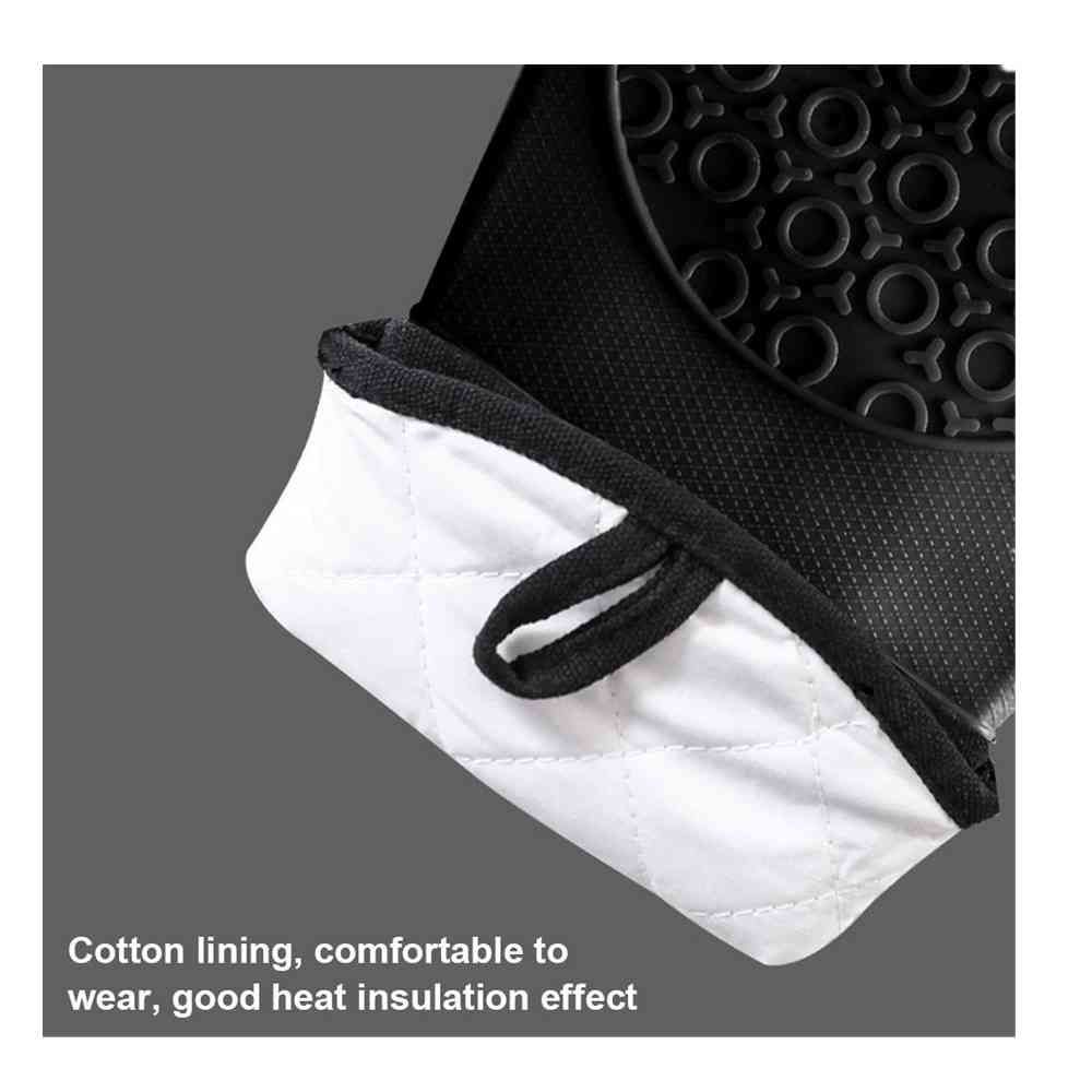 2 Stück rutschfeste Silikon-Ofenhandschuhe, wasserdicht und hitzebeständig, lange Baumwoll-Grillhandschuhe zum Kochen und Backen_voghion.com