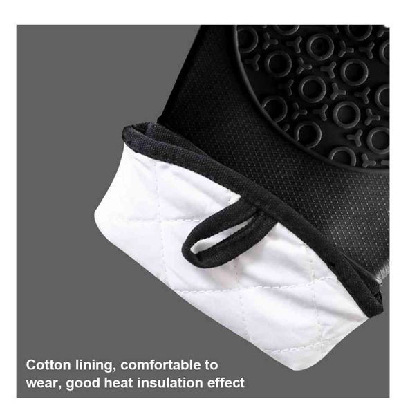 2 Stück rutschfeste Silikon-Ofenhandschuhe, wasserdicht und hitzebeständig, lange Baumwoll-Grillhandschuhe zum Kochen und Backen_voghion.com