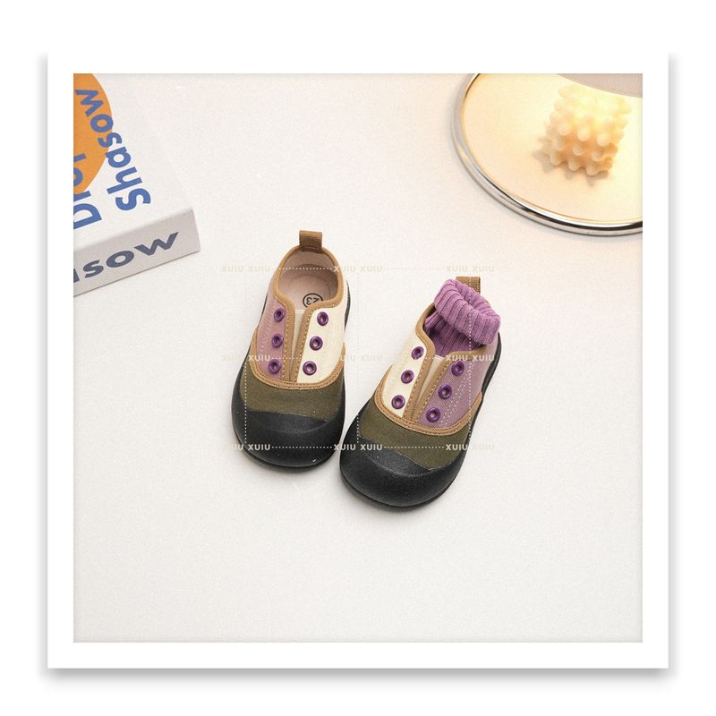 Chaussures pour enfants Printemps Garçons et filles One Step Couleur contrastée Tige basse Tissu rayé_voghion.com