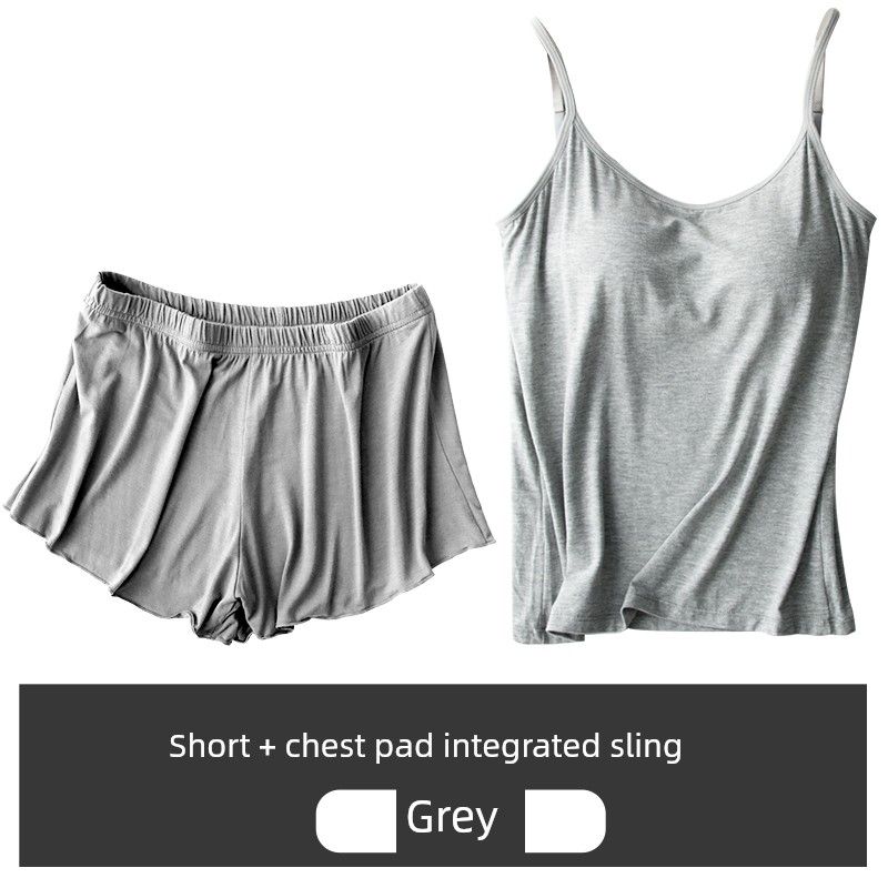 Modal Home Overall Dress Set Sports Sunderwear-Free_voghion.com