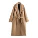 Damen-Trenchcoat aus Wollmischung mit Gürtel – Eleganter, locker sitzender Langmantel für Büro und Freizeit (XS/S/M/L, Schwarz/Hellbraun/Grau/Beige)_voghion.com