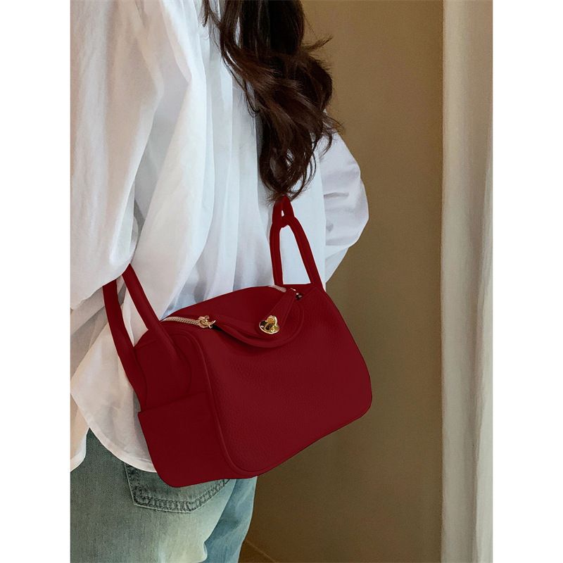 Borsa a tracolla monospalla versatile e alla moda per matrimoni da ragazza, nuova borsa a secchiello rossa 2024_voghion.com