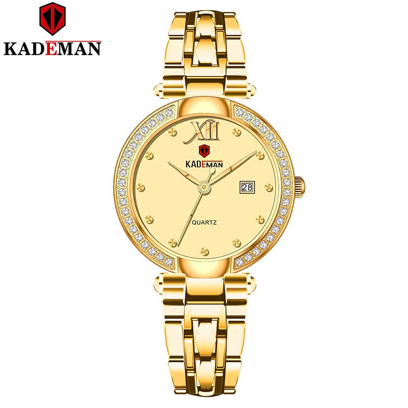 Kademan 2020 Orologio da donna in oro con diamanti e cristalli Orologi da polso da donna Orologio in acciaio inossidabile con diamanti Orologio da donna Montre Femme_voghion.com