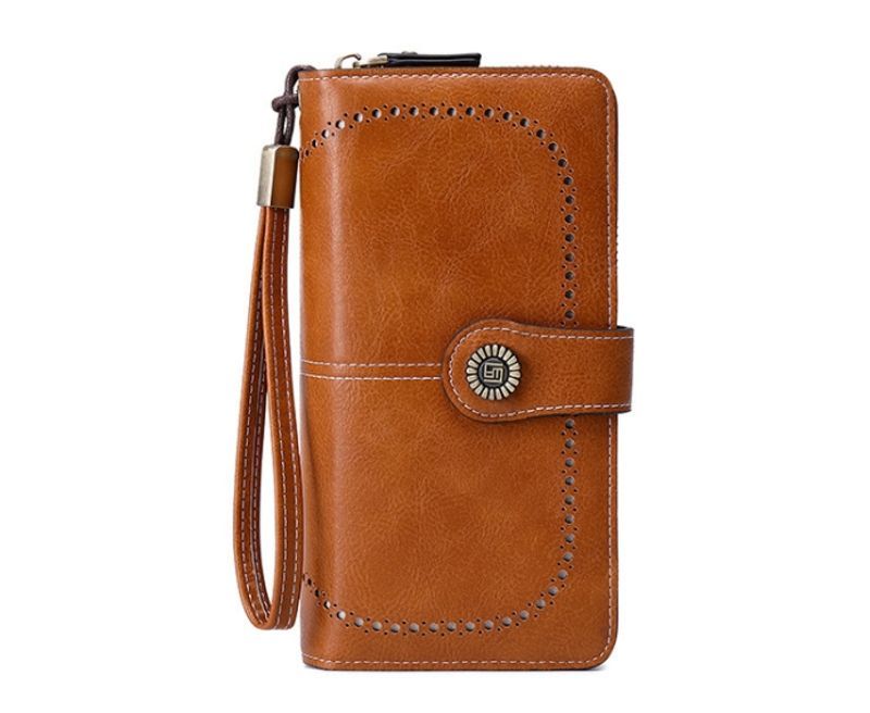 RFID-Diebstahlschutzbürste, Damenbrieftasche, lange Brieftasche Reißverschluss, europäische und amerikanische Handtasche_voghion.com