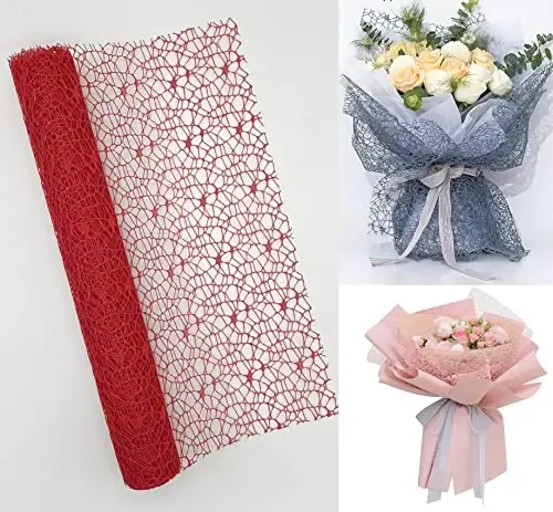 Flower Bouquet Wrapping Paper,Jacquard Net Mesh Openwork Floral Wrapping Paper,Floral Supplies for Fresh Flower,Florist Supplies_voghion.com