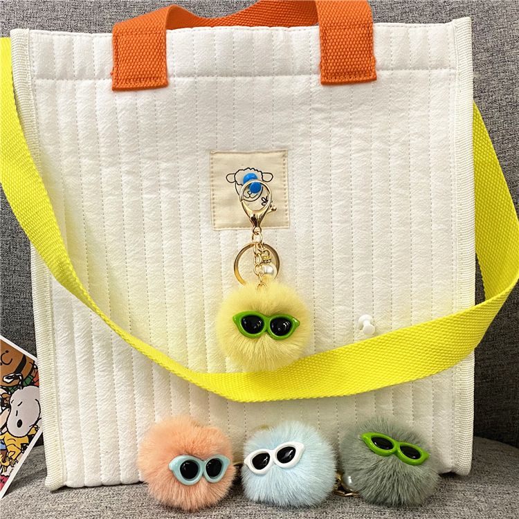 Bag Charm Ugly And Cute Plush Keychain Little Monster Bag Pendant Pearl Fur Ball Doll Car Keychain Small Gift_voghion.com