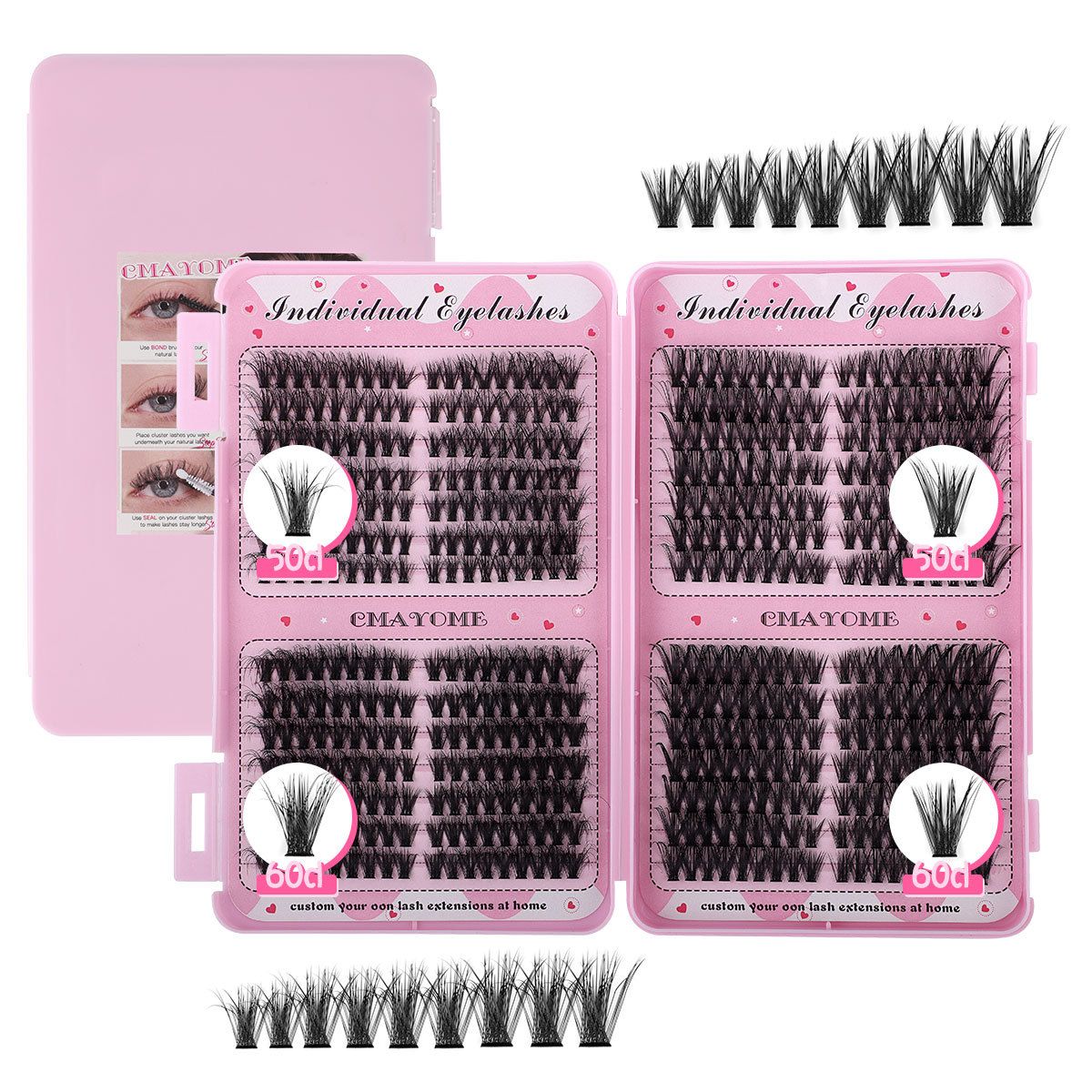 False Eyelashes Single Cluster Large Capacity False Eyelash Book 8 16mmD Curved Curling Natural Classic Segmented Eyelashes_voghion.com