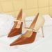 Fashion high-heeled stiletto women's shoes light mouth pointed color line with high heel shoes_voghion.com