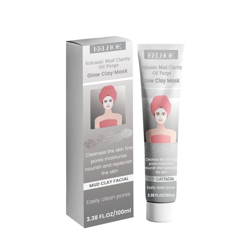 Máscara de lama de limpeza de lama vulcânica EELHOE, hidratação facial, firmeza suave, limpeza profunda, hidratação e remoção de cravos e acne_voghion.com
