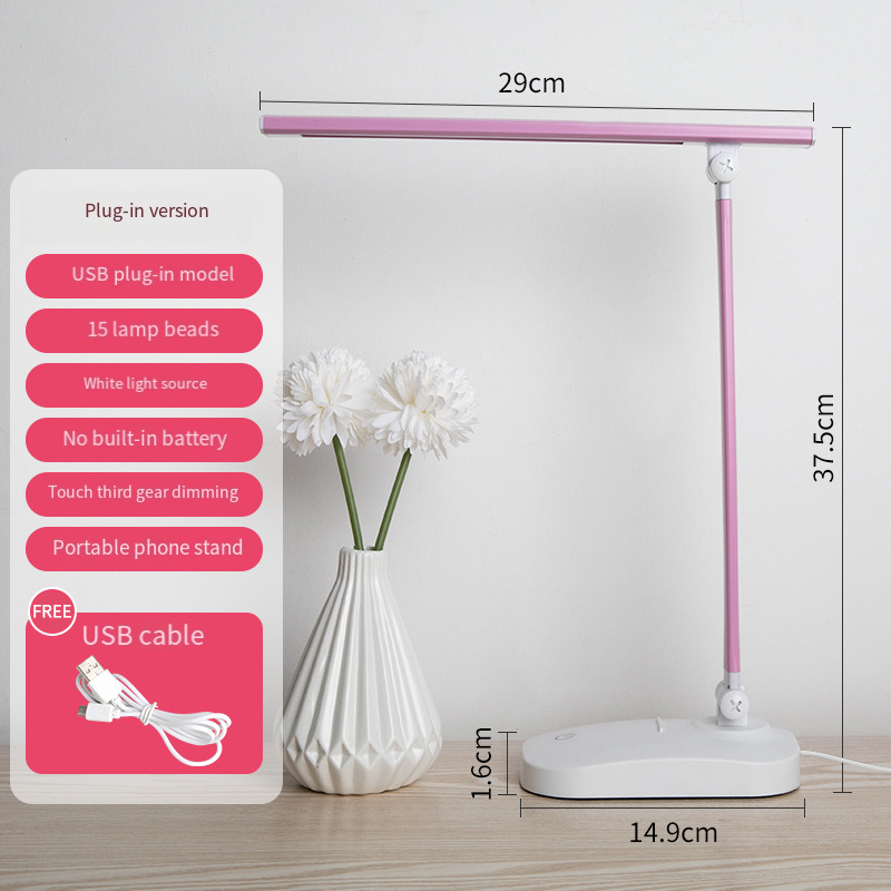 Lampă de birou pliabilă cu LED, cu protecție pentru ochi, încărcare USB, cu reglare tactilă, lampă de birou pentru cămin studențesc, lampă de noptieră pentru dormitor_voghion.com