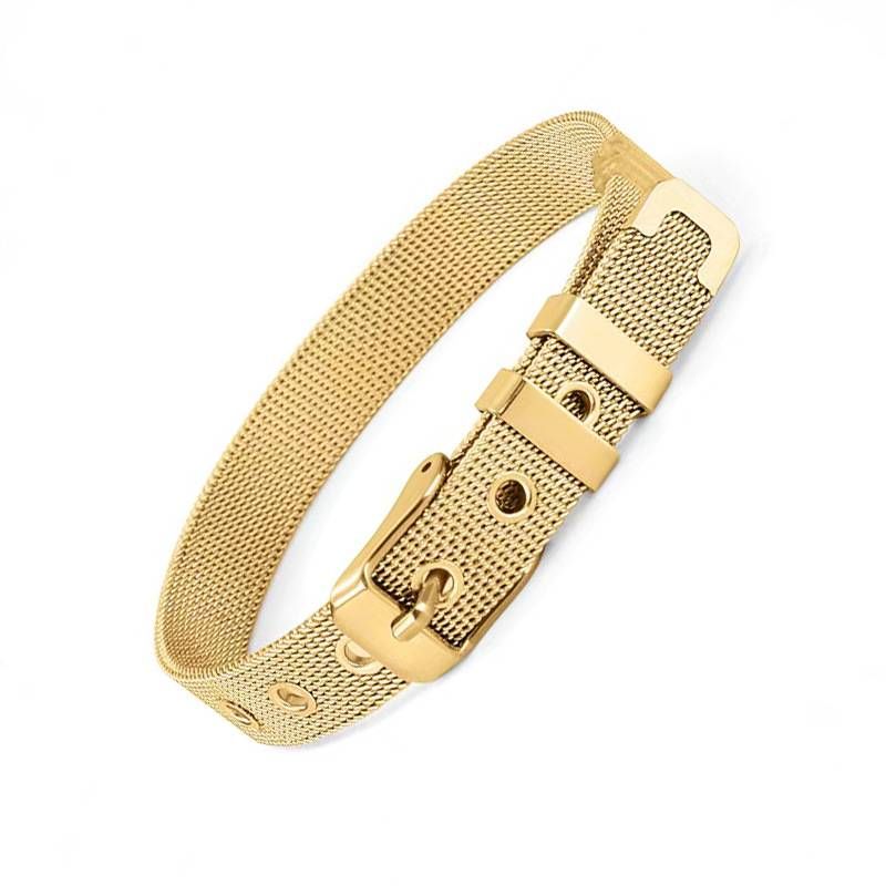 Correa de reloj de acero inoxidable, pulsera con hebilla de acero de titanio, atmósfera sencilla, moda de mujer para oficina, correa de reloj, accesorios de reloj Diy_voghion.com