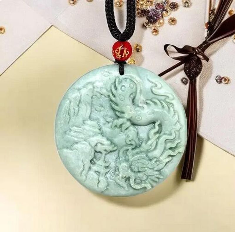 Pendentif dragon en pierres précieuses naturelles pour hommes, colliers de la présidence chinoise, _voghion.com