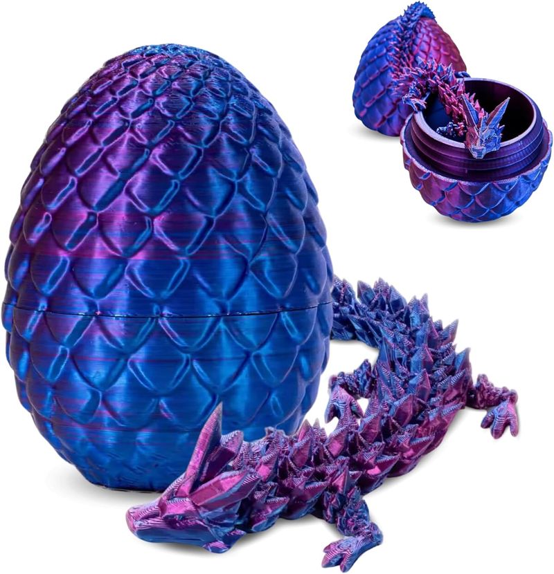 3D Printed Dragon Eggs, 3D Printed Articulated Dragon With Dragon Inside Fidget Toys For Adults, Posable Flexible Crystal Dragon Toys For Autism/ADHD_voghion.com