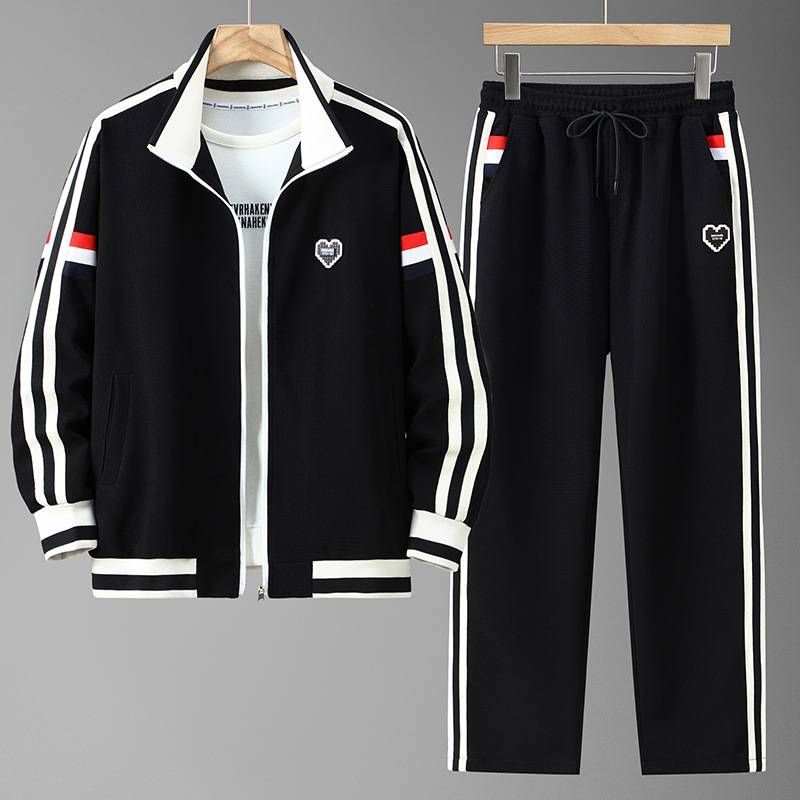 Herenkleding Sportpak Windjack Pak Eenvoudige Stijl Straatmode Ritssluiting Kleur Bijpassende Jas_voghion.com